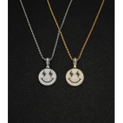 new arrilvas smile face iced out pendant